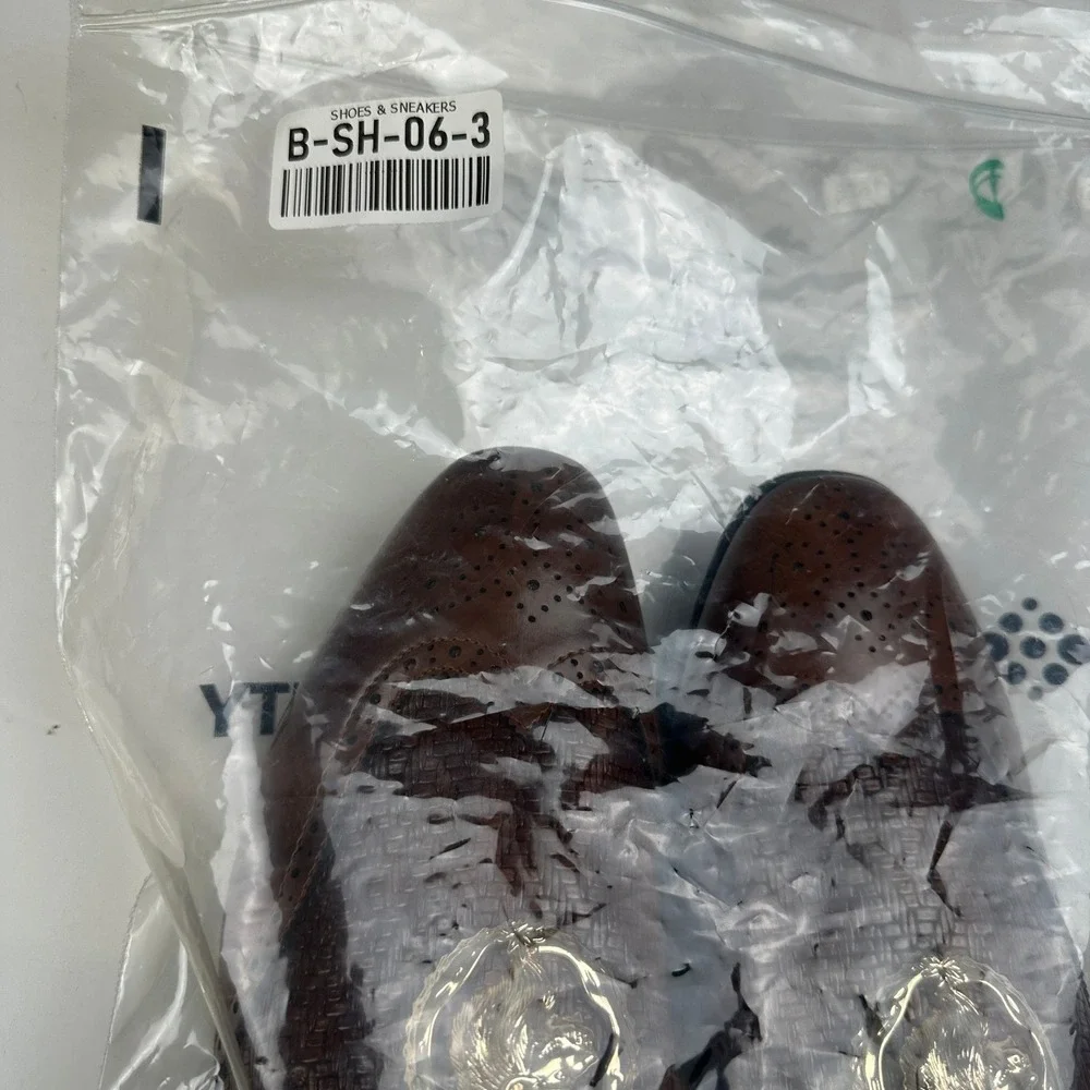 Meijiana‎ Lion Head Woven Loafers Men's Size 11 Brown Wingtip Brogue